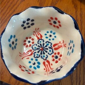Artistic Blue and Red Ceramic Bowl Hand Painted from Turkey